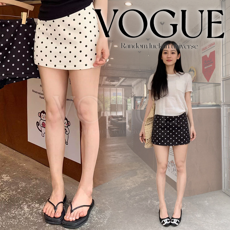 Vogue🌟พร้อมส่ง🌟 กระโปรงกางเกง ลายจุดสีน้ำตาล แมตได้ทุกลุค ใส่สบาย สไตล์เกาหลี (FY5130#1)