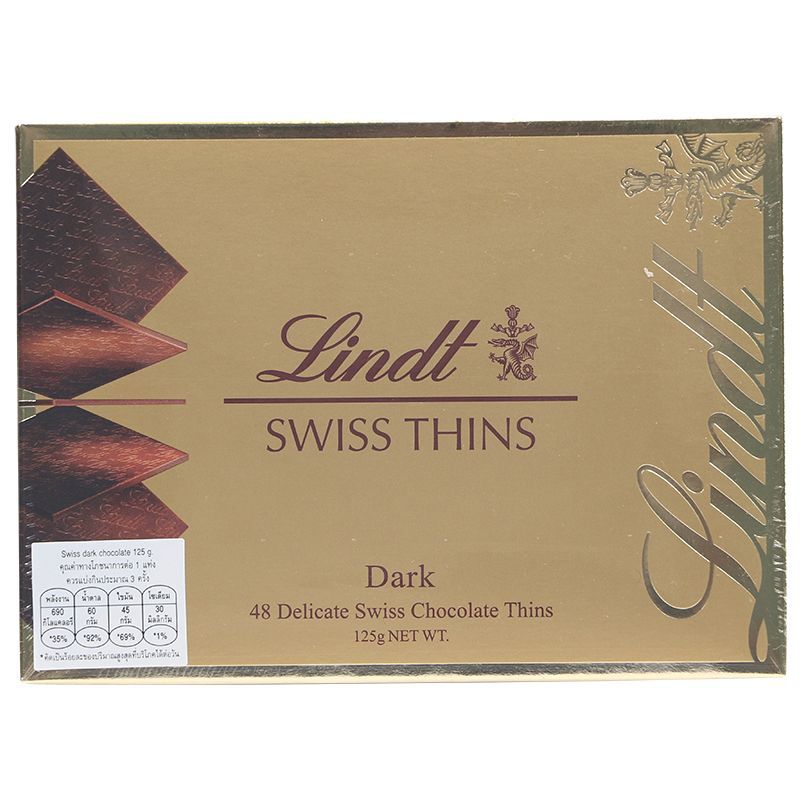 ลินด์ดาร์กช็อกโกแลตทิน 125กรัม Lindt Thin Dark Chocolate 125g. [หมายเลขบาร์โค้ด 7610400029841 ]