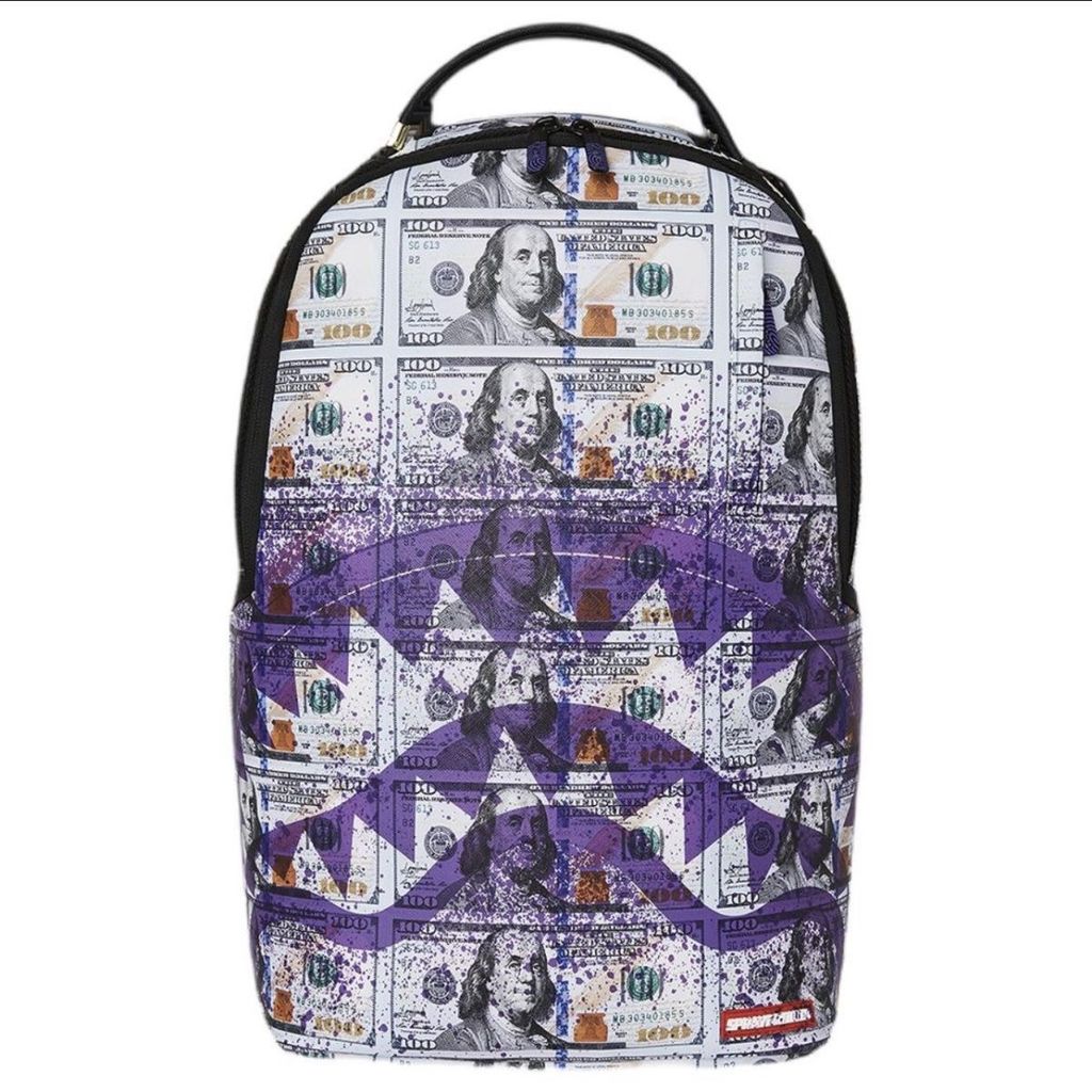 SG Sprayground Shark Mouth Dollar Backpack Graffiti Junior High School Student Original College Stud