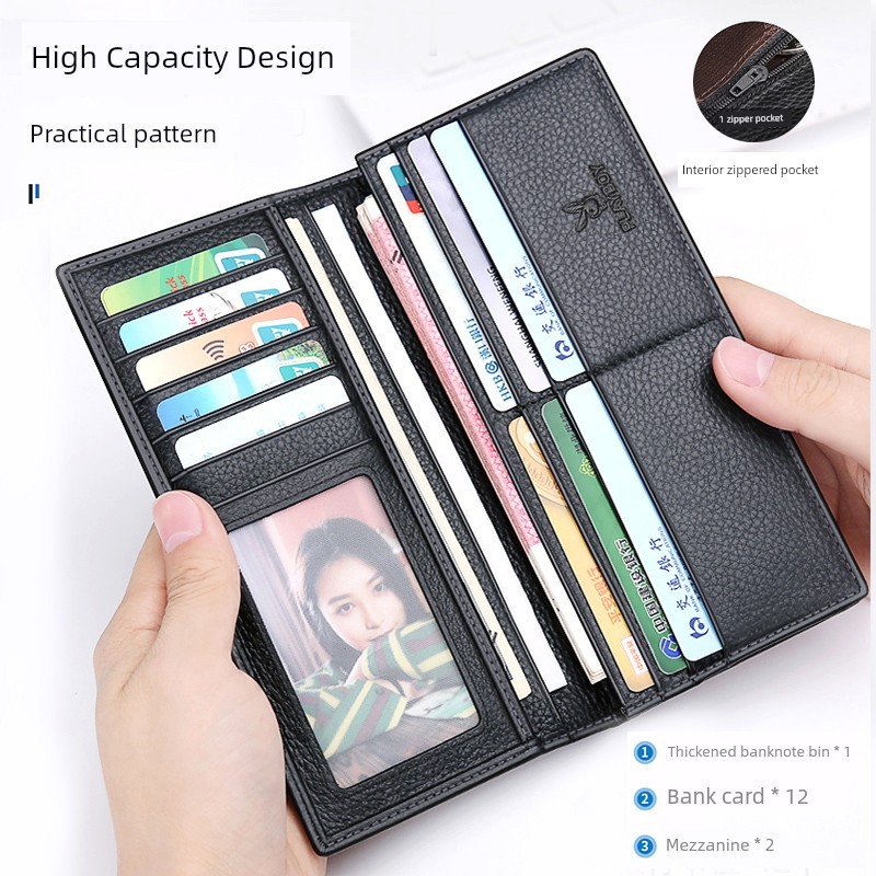 devid jones กระเป๋าสตางค์หนัง Playboy Genuine Leather Large Capacity Thin Mens Wallet