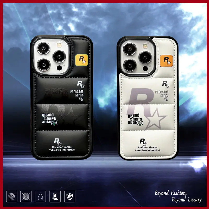 ‌Rockstar เกม GTA5 ลงเสื้อ Hard Shell เคสโทรศัพท์เหมาะสําหรับ IPhone17 17Pro 17PM 16 16P 16PM 15 15P 15PM 14PM 14P 13 13P 13PM 12 12PM 11 X XR MAX ผ้าฝ้ายปักเป้า