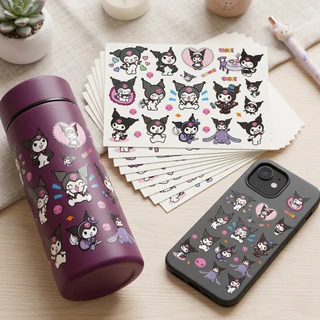Sanrio Kuromi การ์ตูนน่ารัก UV DTF สติ๊กเกอร์กันน้ํา Transfer Decal พร้อมพื้นผิวคริสตัล