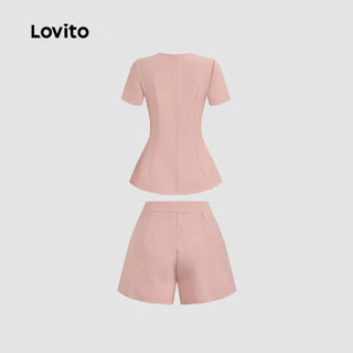 Lovito เสื้อหรือกางเกงสีชมพูสไตล์เรียบหรู ลําลอง เหมาะสําหรับใบไม้ผลิ/ฤดูร้อนหรือฤดูใบไม้ผลิ/ฤดูร้อน LK5ED164