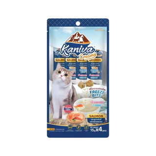 Kaniva Creamy Treat คานิว่า ขนมแมวเลีย ฟรีซดราย Freeze Bits สำหรับแมว แพ็ค 4 ซอง ขนาด 15 กรัม/ซอง