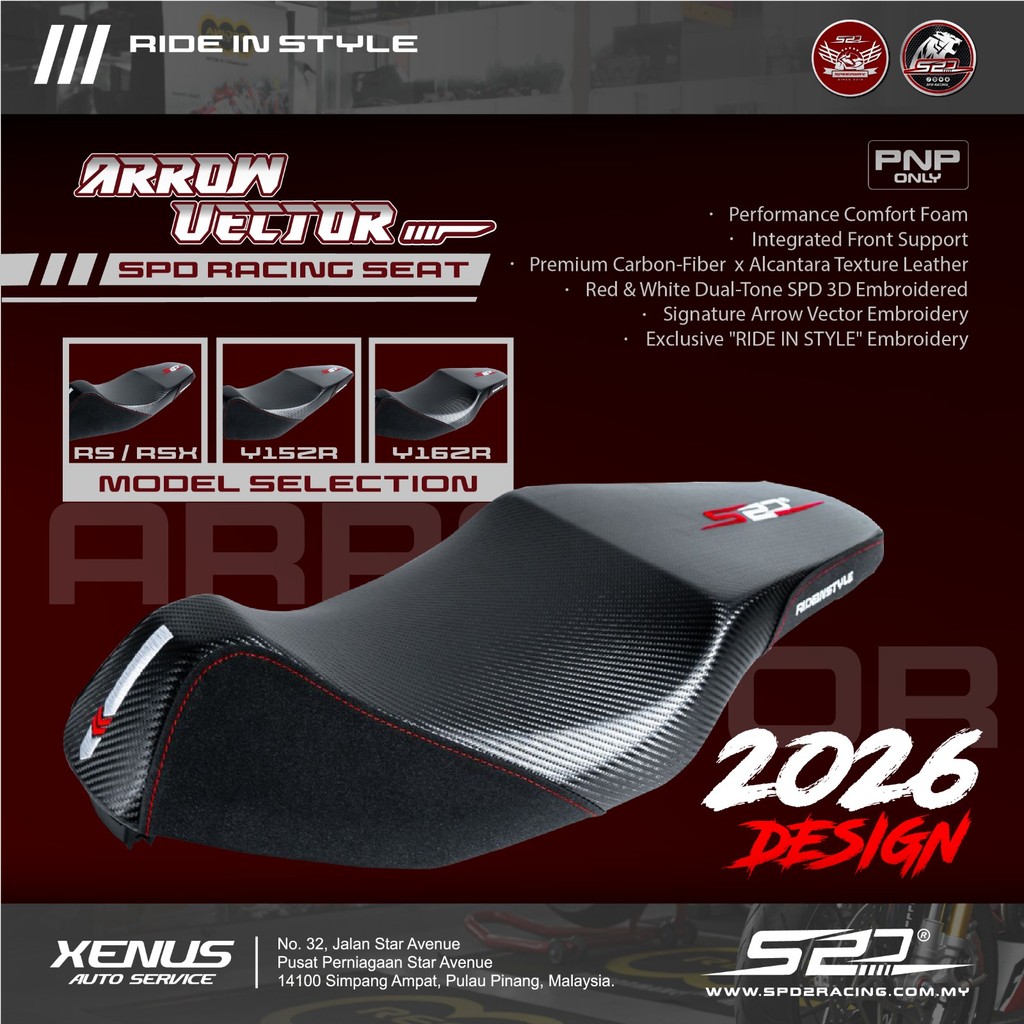 Racing Seat S2D SPD Arrow Vector 2026 RS150 RSX Y15 Y16 กันน้ํา Softness โฟมคาร์บอน Alcantara Signat