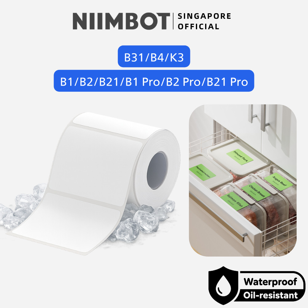 NIIMBOT ตู้แช่แข็งสติกเกอร์ฉลากสําหรับ B1 B2 B21 B1 Pro B2 Pro B21 Pro B31 B4 กระดาษความร้อนกันน้ําแ