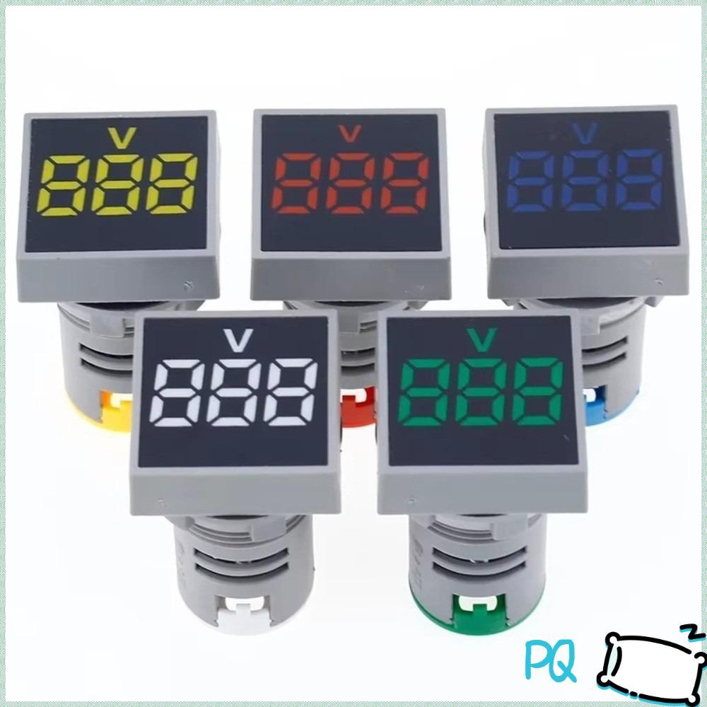 PQ เครื่องวัดแรงดันไฟฟ้าแบบดิจิตอล,22 มม. Cutout ไฟแสดงสถานะแผง LED โวลต์มิเตอร์,กันน้ํา 60-500V AC 
