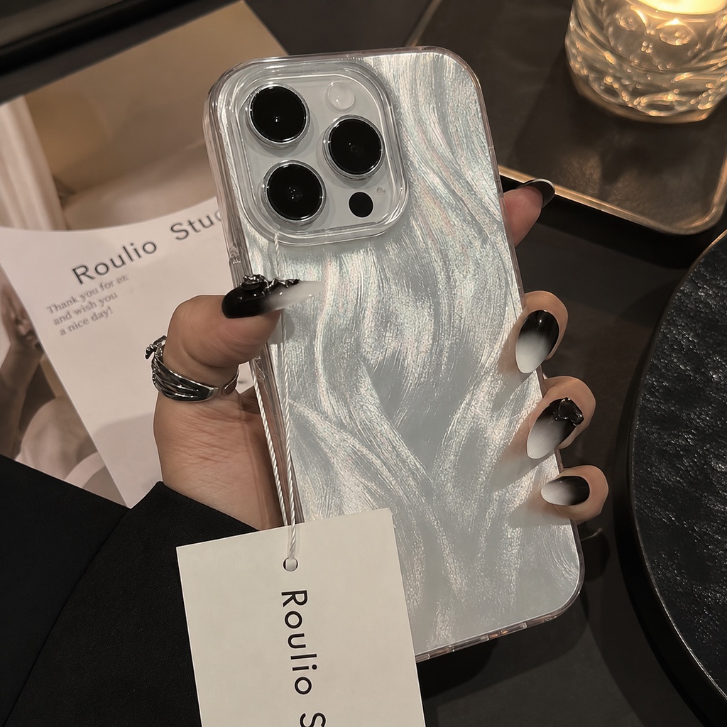 เคสโทรศัพท์เหมาะสําหรับSamsungโปร่งใสเลเซอร์ Textureเคสโทรศัพท์WaveรูปแบบการออกแบบShock-Resistantเลน