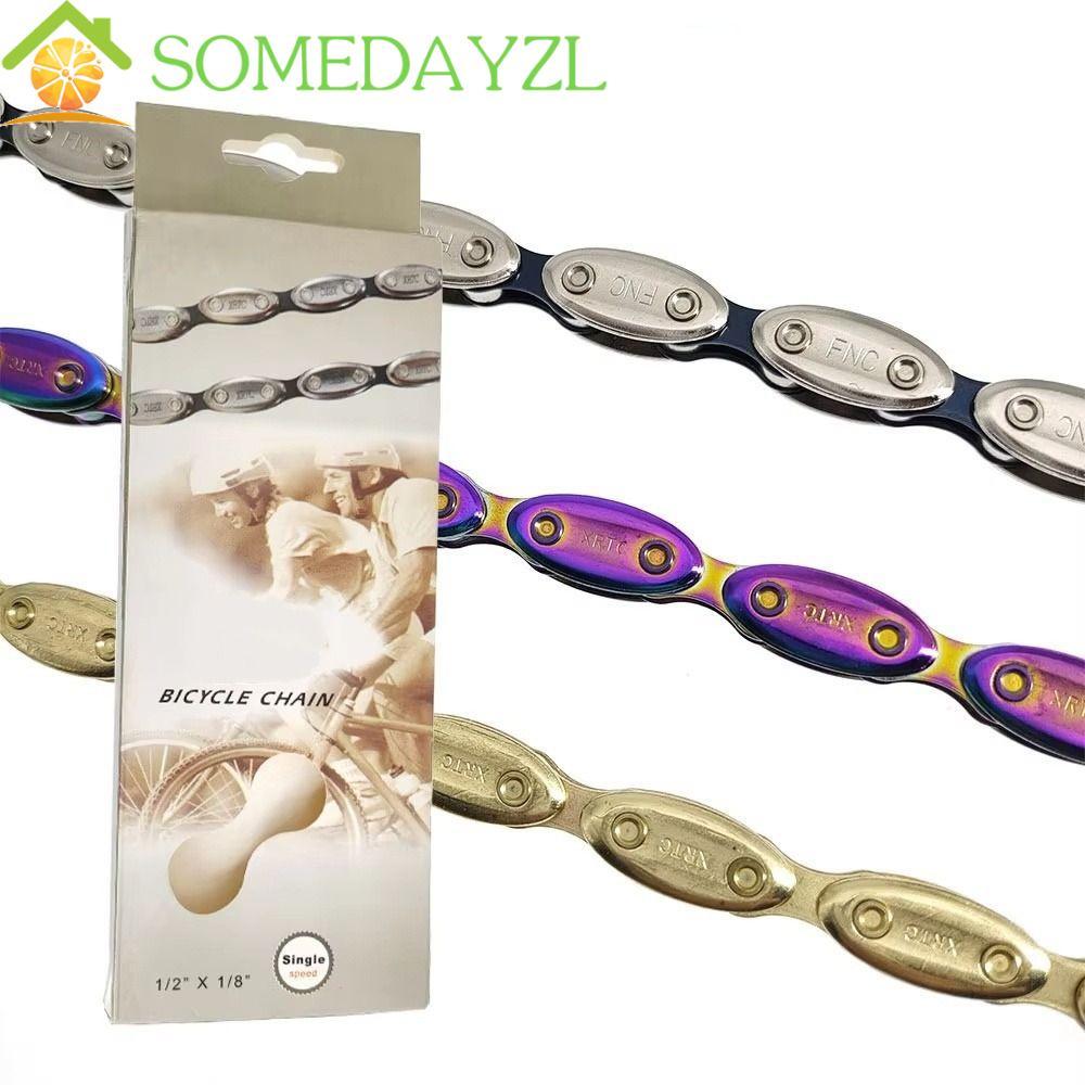 SOMEDAYZL โซ่จักรยาน, 1/2 X1/8 Quick-link ชิ้นส่วนจักรยาน Olive Chain, Ride Accessories Fixed Gear NX01 Gold/Silver Single Speed Chain BMX Bike