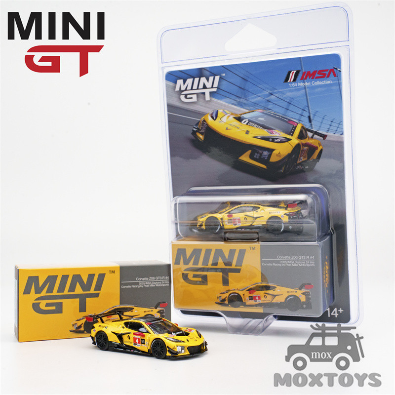 MINI GT 1:64 Z06 GT3.ร #4 Racing โดย Pratt Miller Motorsports 2025 IMSA Daytona 24 Hrs รถโมเดลDiecas