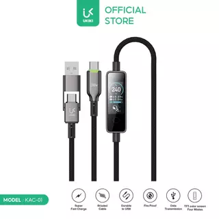 UKIKI KAC-01 สายชาร์จเร็ว 240W พร้อมหน้าจอ TFT แสดงสถานะการชาร์จ สายถัก Type-C รองรับชาร์จโน้ตบุ๊ก ยาว 1.2 เมตร