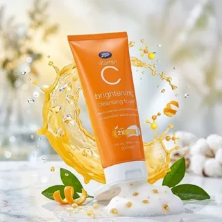 Boots Vitamin C Brightening Cleansing Foam 100ML บู๊ทส์ วิตามิน ซี ไบร์ทเทนนิ่ง คลีนซิ่ง โฟม 100 มล.