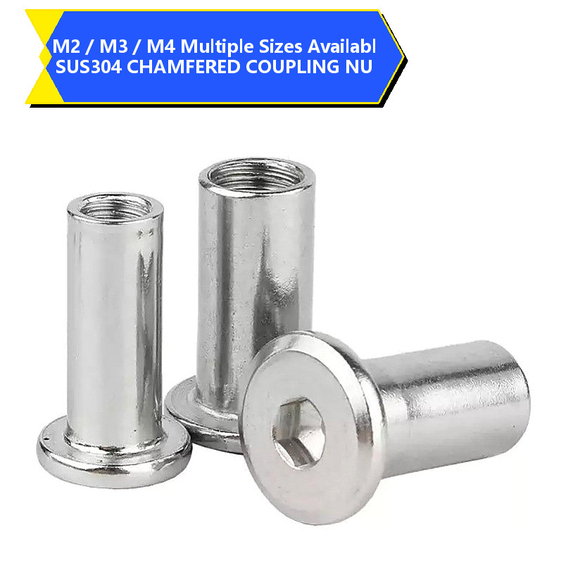 บูชเกลียวในนอก M2 M3 M4 สแตนเลส 304 แข็งแรง กันสนิม (5-20pcs) M2 M3 M4 L4-80mm [HJC-MB-2]