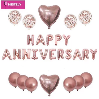 🔥ส่งด่วน🔥 ฟอยล์ Happy Anniversary 16 นิ้ว 16 ชิ้น สําหรับตกแต่ง วัน ครบรอบ คนรัก ของขวัญให้แฟน