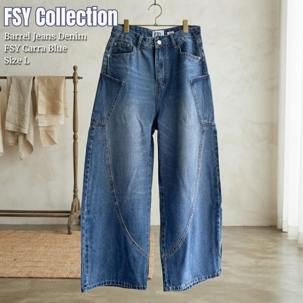 FSY Collection Barrel Jeans Denim - FSY Carra Blue Size L