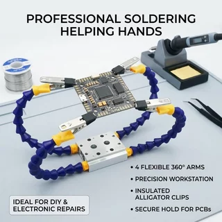 แท่นช่วยจับ PCB 4/6 แขน คลิปปากจระเข้พร้อมแขนปรับรูปทรง ช่วยยึดบอร์ดและสายไฟ สำหรับงานบัดกรีและซ่อมอุปกรณ์