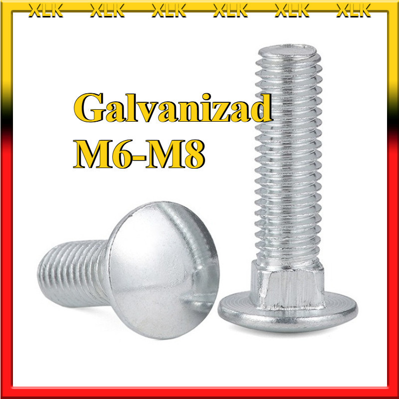 น็อต หัวกลม คอเหลี่ยมชุบสังกะสี เกลียวมิล สกรู น็อต / Cup Head Square Neck Bolt Galvanizing  M6/M8 X