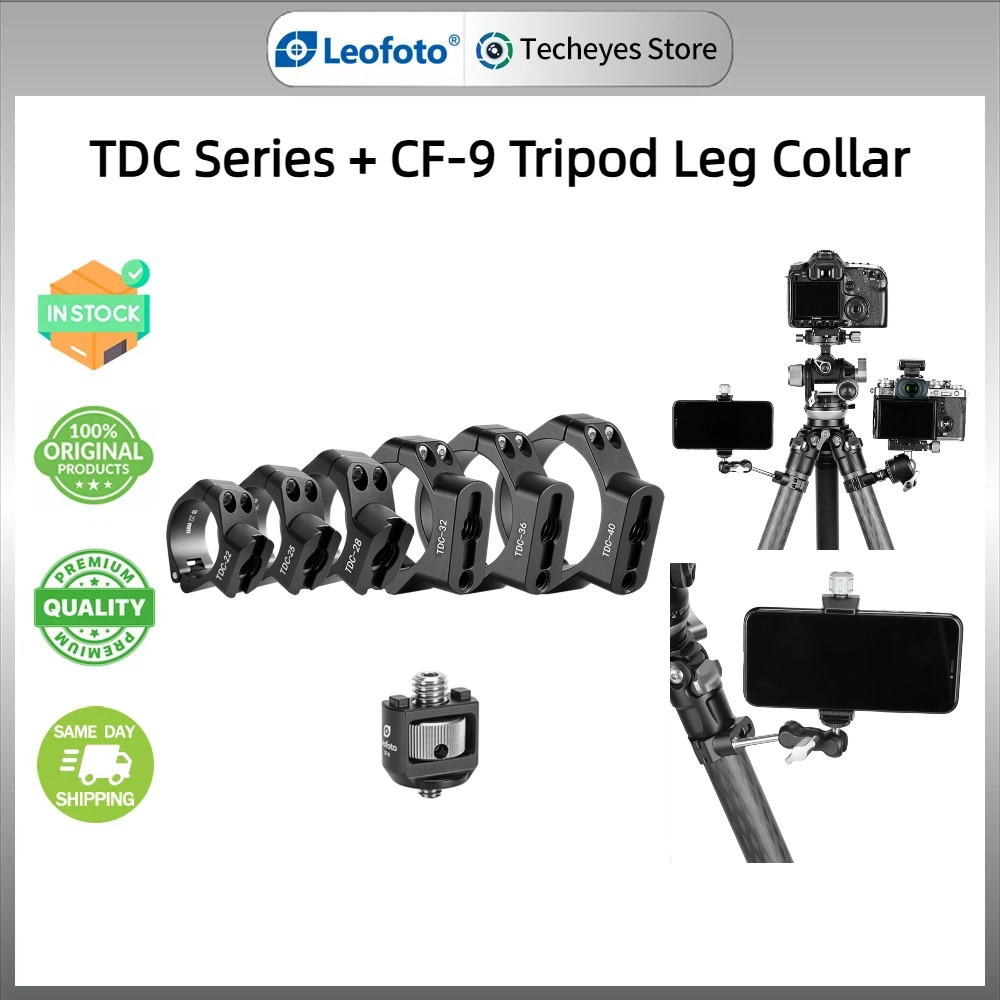 Leofoto TDC-22/ TDC-25/ TDC-28/ TDC-32/ TDC-36/ TDC-40 + CF-9 ขาตั้งกล้องเกลียวขาปลอกคอพร้อมสกรู 3/8