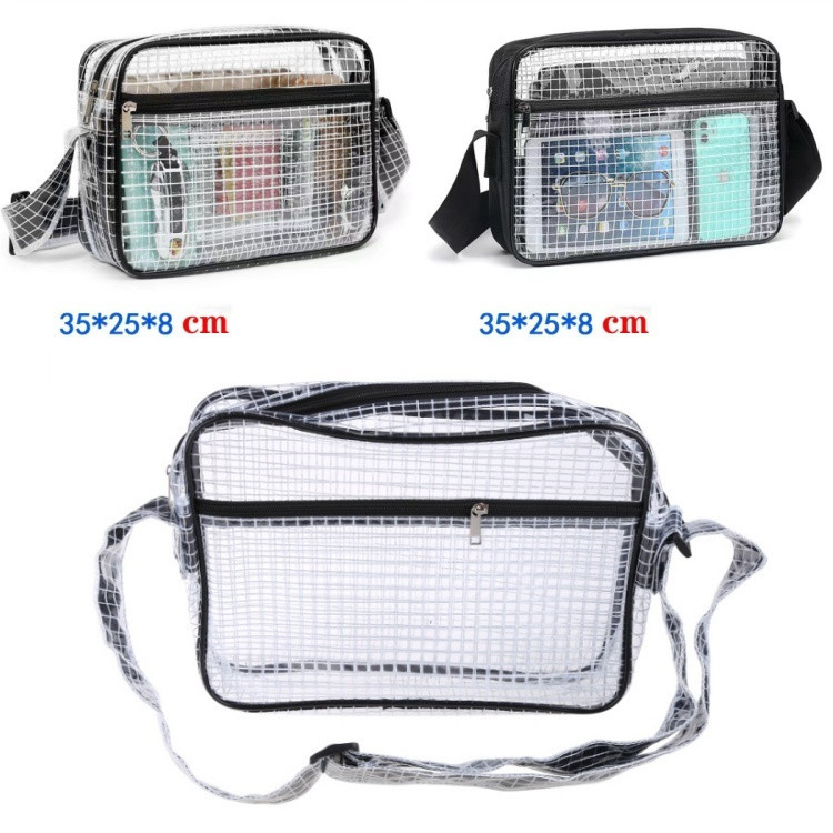 Sxzmall14นิ้วป้องกันไฟฟ้าสถิตย์ Cleanroom กระเป๋าวิศวกรสําหรับเซมิคอนดักเตอร์ Cleanroom กระเป๋า PVC ใส Crossbody Messenger 35*25*8 ซม.