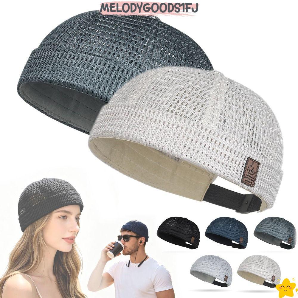 MELODYGOODS1FJ หมวกผิวแตงโม,Brimless Breathable Docker Beaniesหมวก,ตาข่ายลําลองUltra-LightปรับSkullcapฤดูร้อน