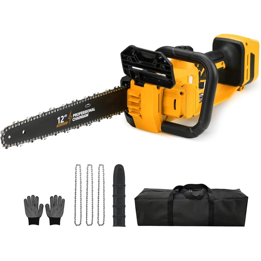 เลื่อยลูกโซ่ไฟฟ้าไร้แปรงถ่าน 12" เครื่องมือไร้สายสําหรับแบตเตอรี่ Dewalt 20V/60V พร้อมน้ํามันอัตโนมั