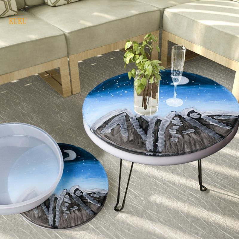 KU * เครื่องประดับทรงกลม Ocean Table Making แม่พิมพ์ซิลิโคน DIY คริสตัลอีพ็อกซี่เรซินแม่พิมพ์