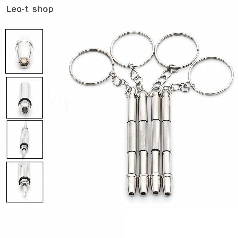 LEO-T ไขควงแว่นตา4 IN1แฟชั่นชุดเครื่องมือซ่อมพร้อมพวงกุญแจ COD