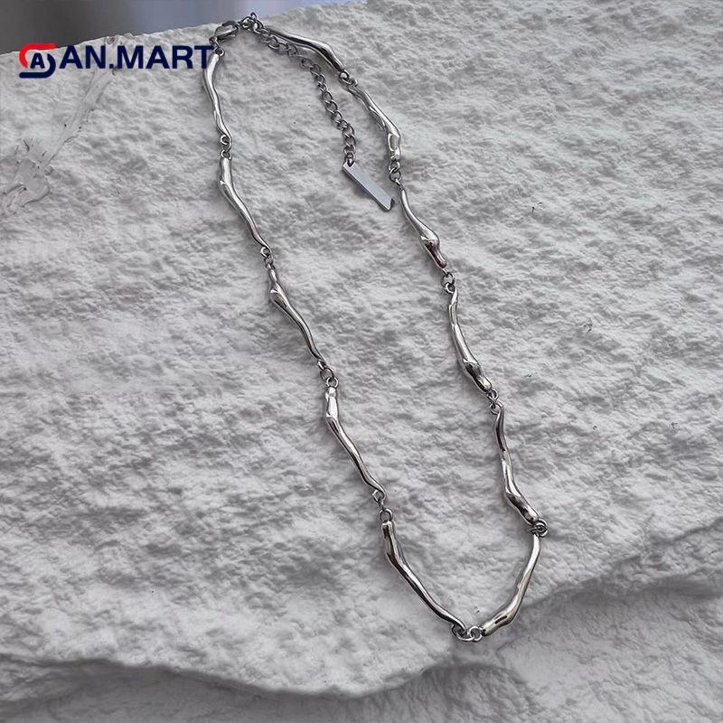 AN.MART Silver Irregular Minimalist Chain Nelace Men Simple Fashion Statement Accessory TH