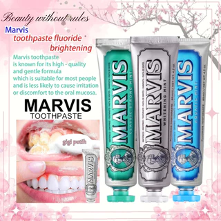 85ML Marvis ยาสีฟัน สดชื่นสูตรคมชัด ยาสีฟันฟันขาว | รุ่นล้างคราบสูบสูตรพิเศษ (คมชัดช่องฟัน ลดกลิ่นปาก สดชื่นตลอดวัน)