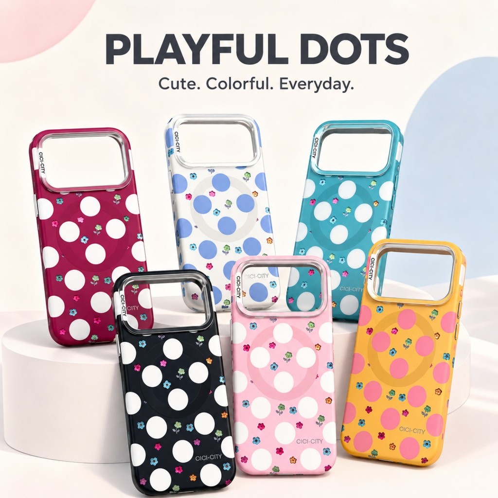 เคสโทรศัพท์แม่เหล็กลายดอกไม้ลายจุดน่ารักสําหรับ ไอโฟน 15 16 17 มือโปร สูงสุด พร้อมป้องกันกล้องกันกระแทกฝาครอบบาง