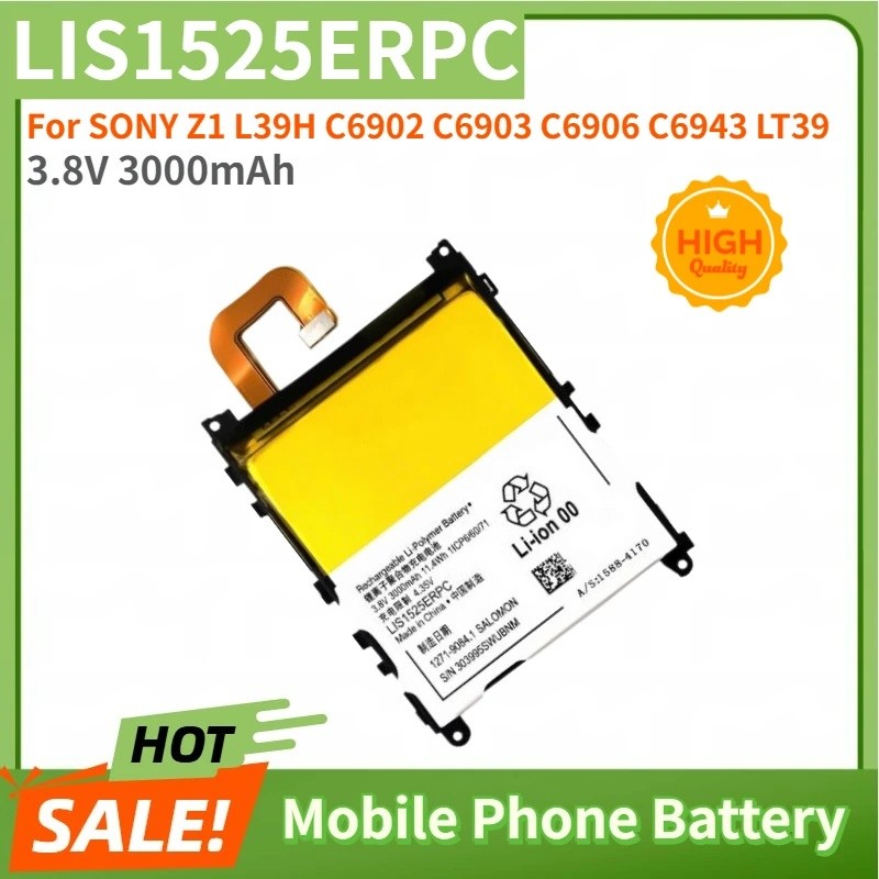 คุณภาพสูง 3.8V 3000mAh แบตเตอรี่โทรศัพท์มือถือ LIS1525ERPC สําหรับ SONY Z1 L39H C6902 C6903 C6906 C6