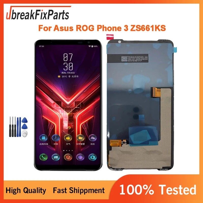 สําหรับ ASUS ROG โทรศัพท์สําหรับเล่นเกม 3 ZS661KS ZS661KL จอแสดงผล LCD Touch Screen Digitizer Assemb