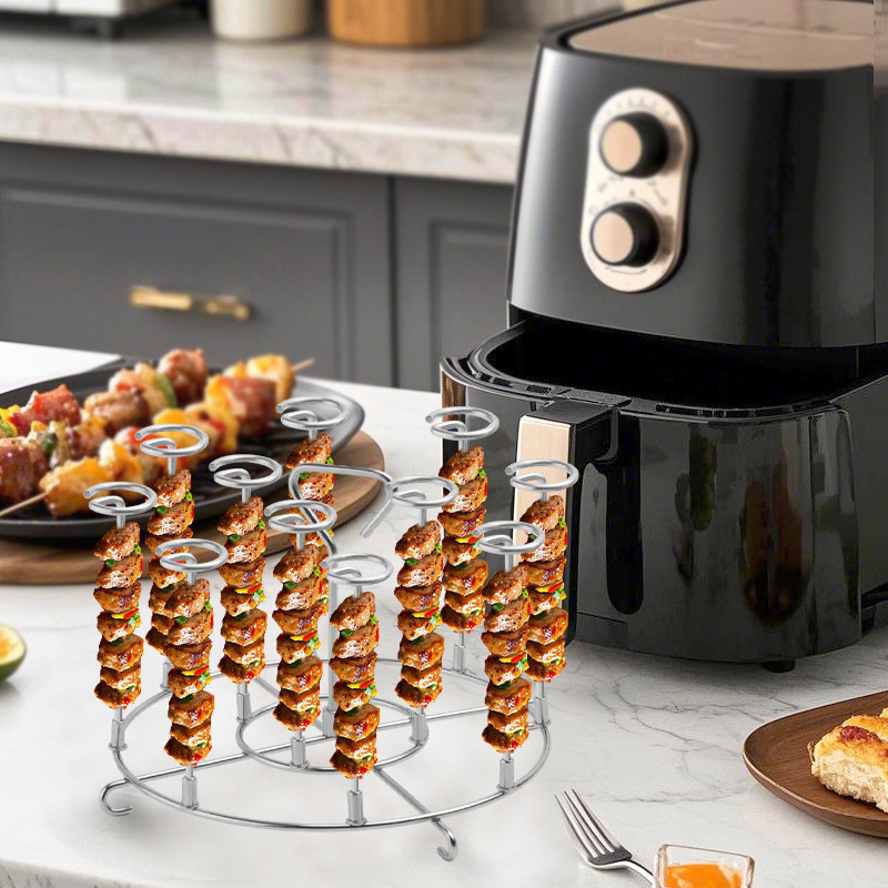 304Stainless steel air fryer accessories, vertical grill rack, skewers, microwave grill rack, grilli