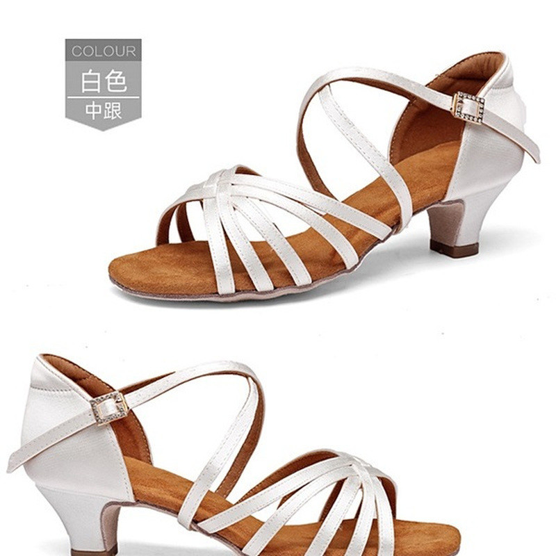 女,国标恰恰软底,包跟绵钻扣* 4.5分跟四季拉丁舞鞋细跟Latin dance high heels for women, mid high heels for women, modern squa