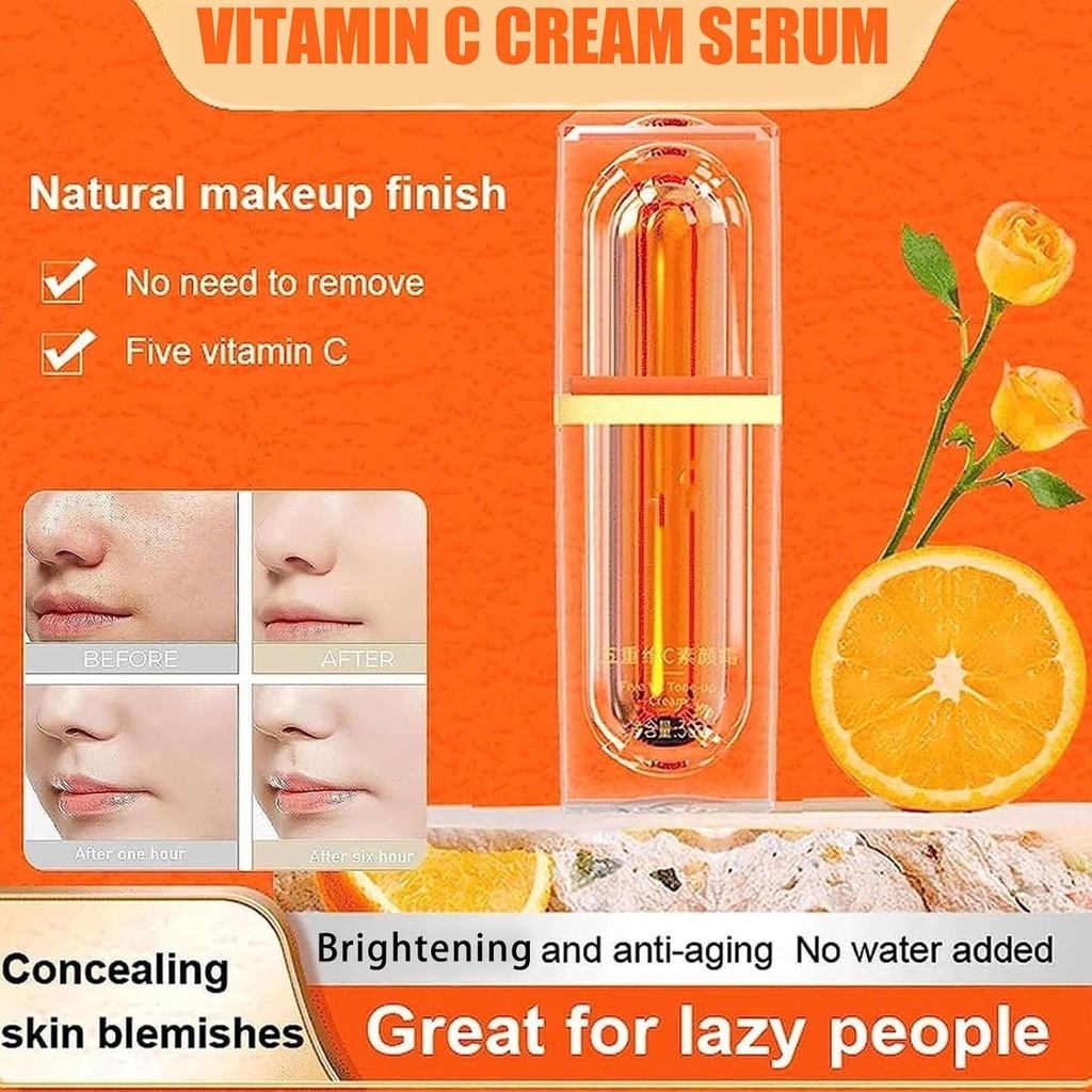 XIRUJNFD Vitamin C Makeup Tone Up Cream, Five Vitamin C Tone-Up Cream, Multi 4-In-1 Face, คอนซีลเลอร