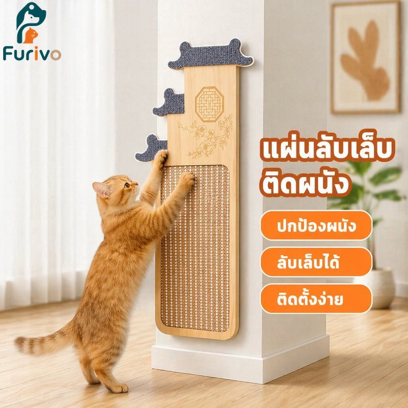 ติดผนังที่ลับเล็บแมวทนทานป่านศรนารายณ์ธรรมชาติไม่สารตกค้างปกป้องเฟอร์นิเจอร์ปลอดภัยสําหรับแมวทั้งหมด
