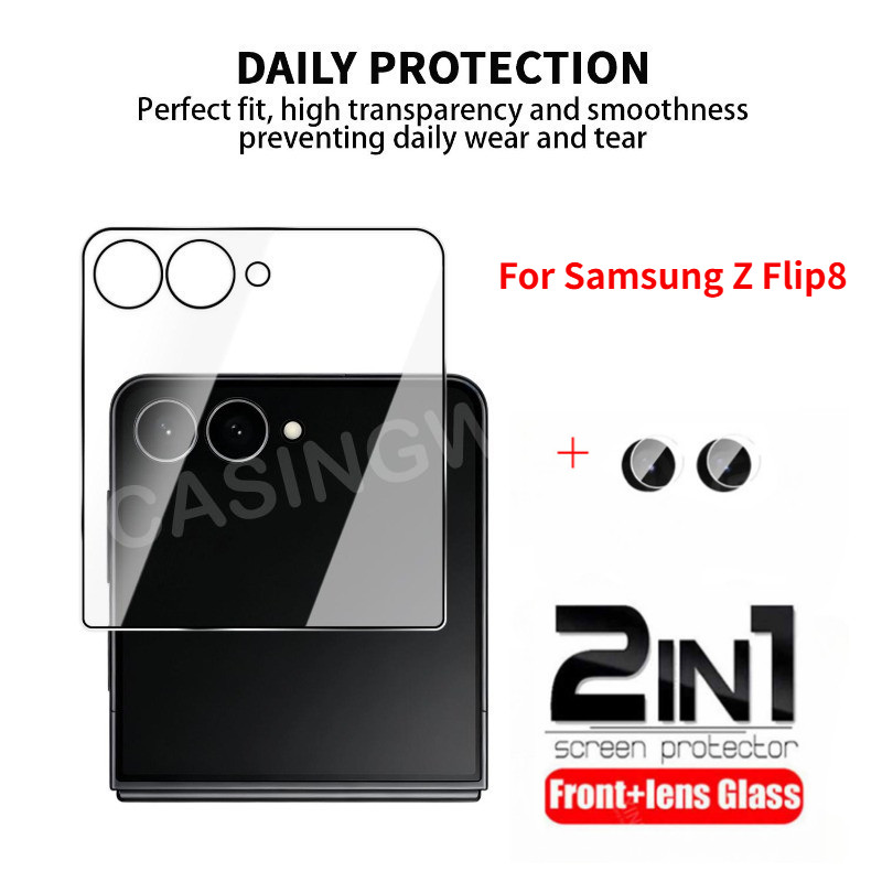SAMSUNG ป้องกันหน้าจอสําหรับSamsung Galaxy Z Flip8 5G 2026 Flip 8 7 6 5 Flip7 FE Flip6 Flip5 5Gคลุมทั้งหมดกระจกนิรภัยใสHDป้องกันรอยขีดข่วนฟิล์ม