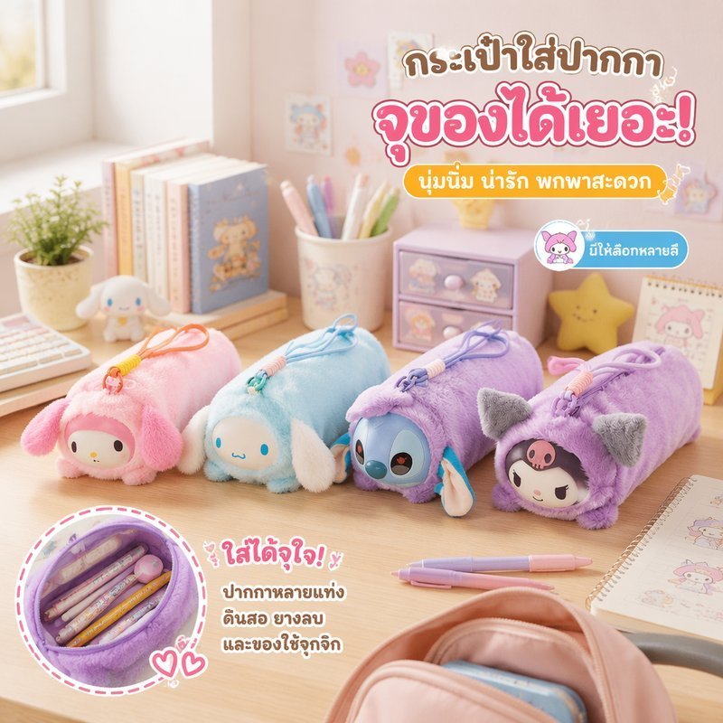 กล่องดินสอการ์ตูนตุ๊กตาน่ารักความจุขนาดใหญ่น้ําหนักเบาแบบพกพาโรงเรียนเครื่องเขียนของขวัญ