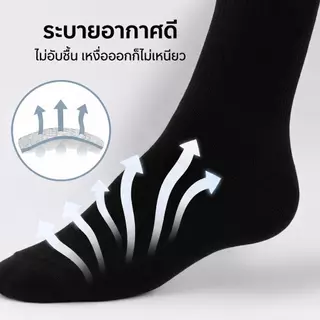 ถุงเท้ายาวผ้าฝ้าย เกาหลี สีพื้น แฟชั่น นุ่มสบาย ระบายอากาศ ซับเหงื่อ ลดกลิ่นอับ ไม่รัดขา ใส่เรียน ทำงาน กีฬา มี 6/12 คู่