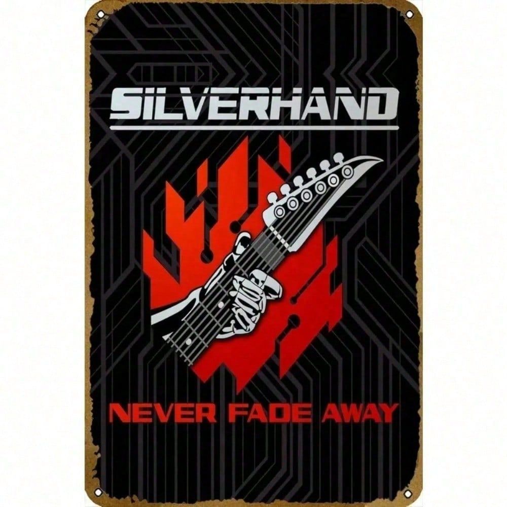 CIFbuy Cyberpunk 2077 Johnny Silverhand ป้ายโลหะ Vintage Wall Decor Cool Gaming โปสเตอร์