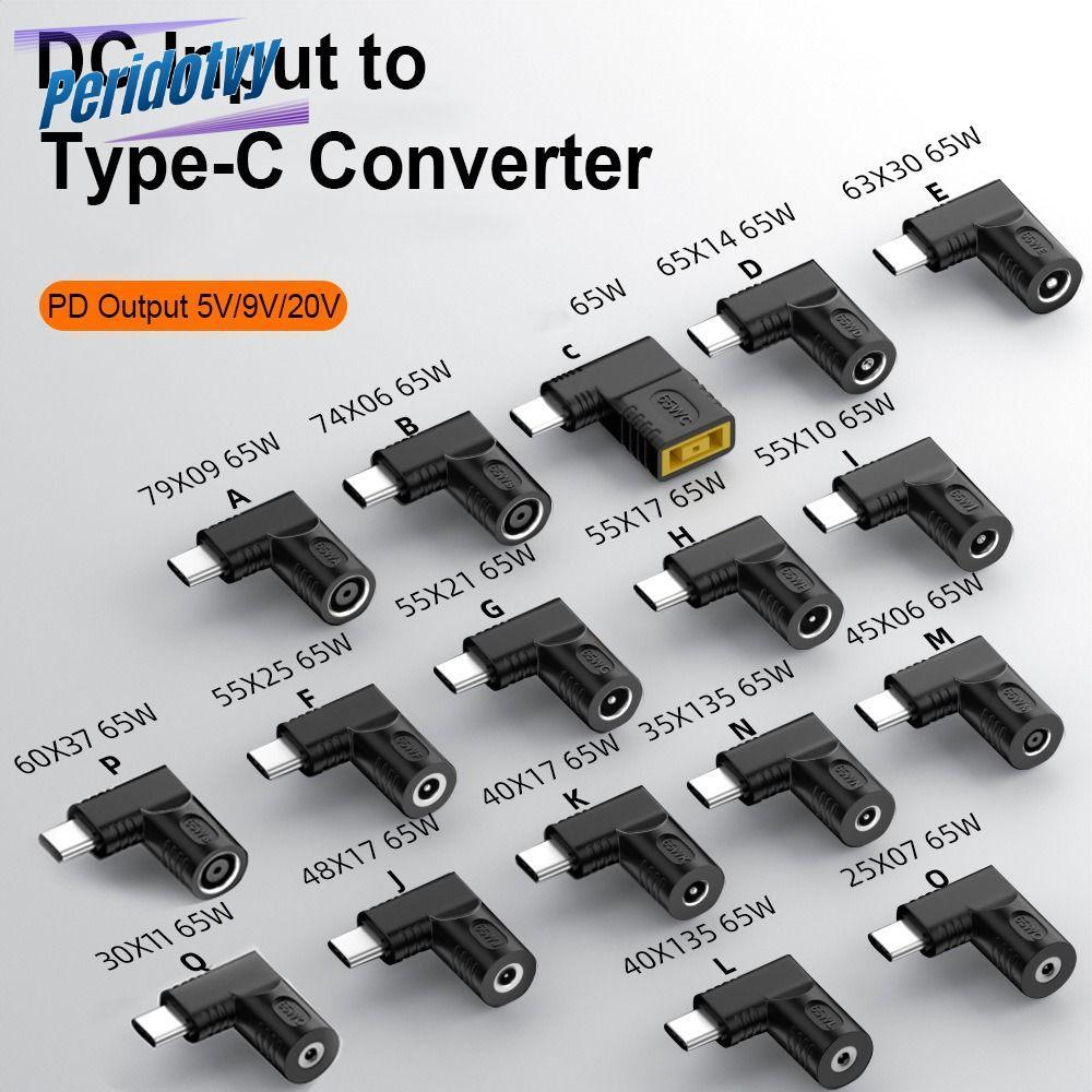 PERIDOTVY DC ถึง Type C Converter 5 V 9 V 12 V USB C Connector 5.5X2.5 7.4X0.9 4.5X0.6 มม.PD 65W สํา