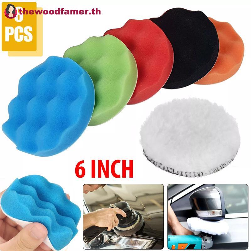 Well 6 Pa 6 Buffing Pads Kit สําหรับขัดรถยนต์ - ฟองน้ํามีกาวในตัว TH