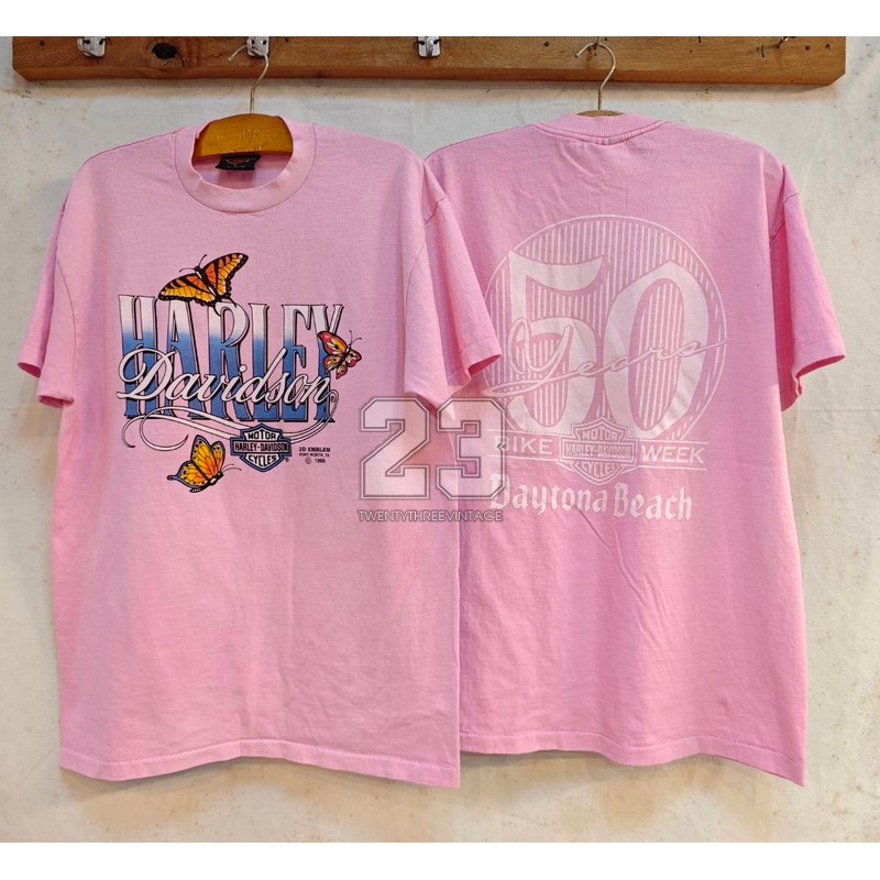 [ 23 ] ฮาเลย์-เด 50 years Bike Week Daytona Beach bio color เสื้อวินเทจ เสื้อทัวร์  vintage shirt
