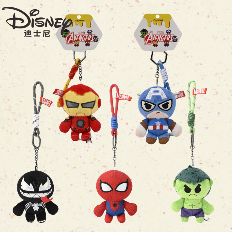 ของแท้ Disney Marvel Series Venom Doll Pendant Spiderman Hulk Plush Doll พวงกุญแจจี้