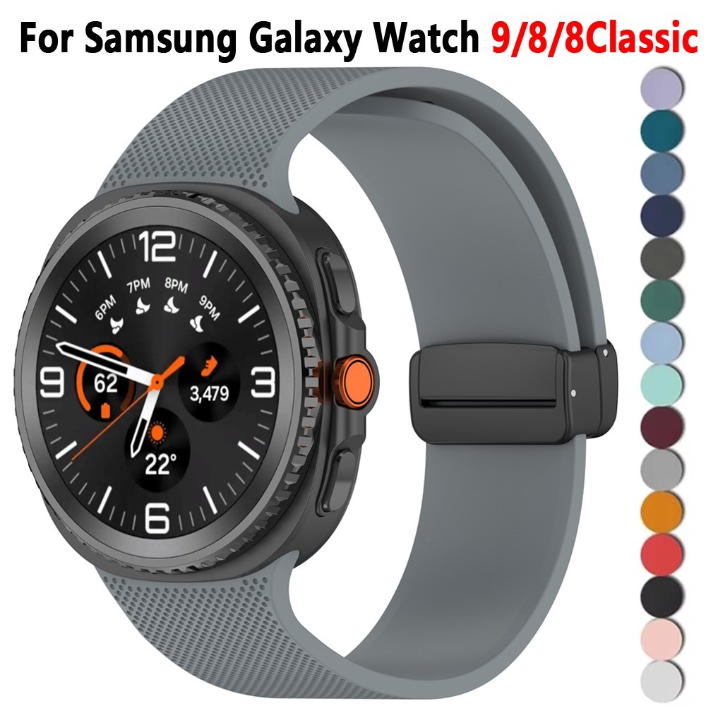 สายซิลิโคนสําหรับ Samsung Galaxy Watch 8 9 40 มม.44 มม.สายรัดข้อมือหัวเข็มขัดแม่เหล็กสําหรับ Galaxy Watch 8Classic
