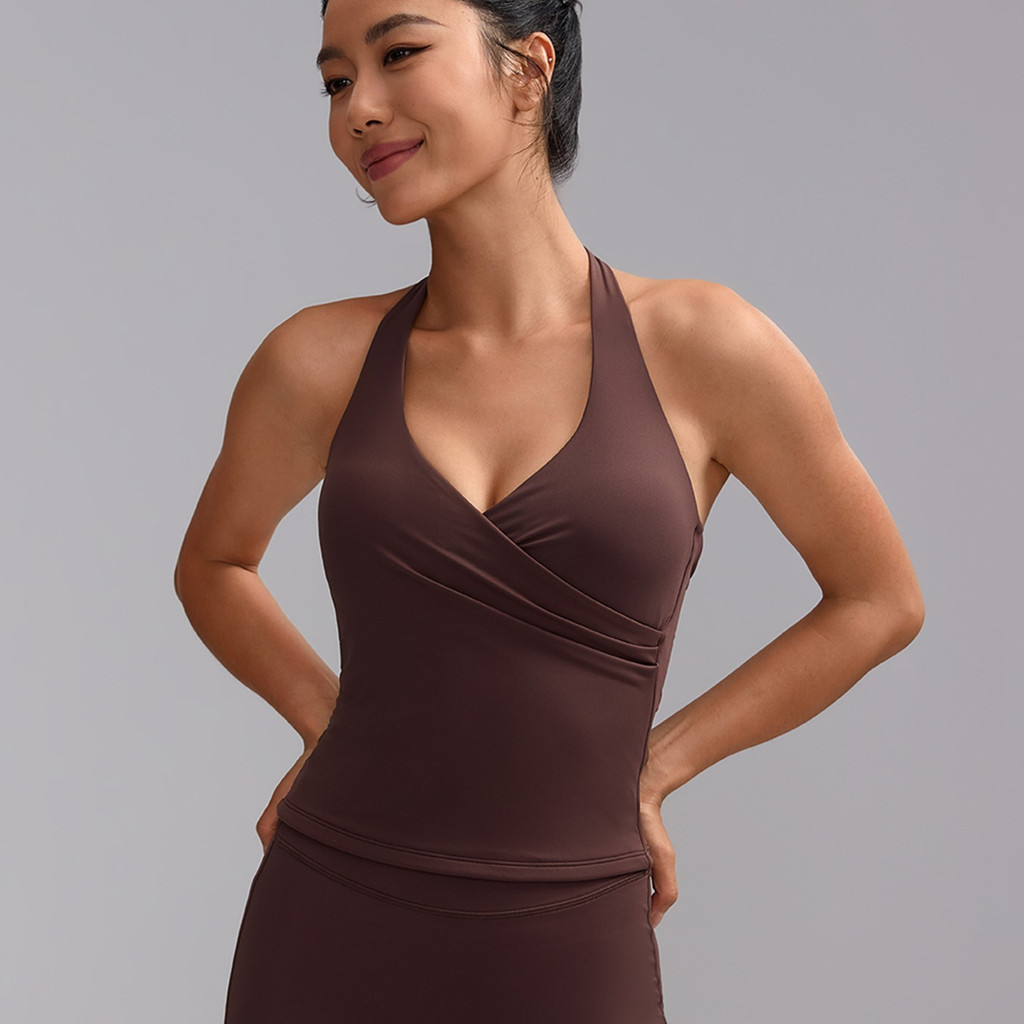 【LASYYOGA】 Sport Bra แบบครอส V ดีไซน์ Halter สำหรับการออกกำลังกาย ซัพพอร์ตได้ดี ระบายอากาศและแห้งไว เหมาะกับการใช้งานในฟิตเนส