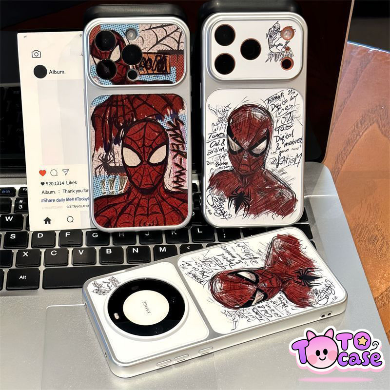 เคสสไปเดอร์แมนซูเปอร์ฮีโร่ลายสเกตช์สไตล์ Y2K เข้ากับ IPhone 17 16 14 15 13 12 11 Pro Max 16 14 Plus Air 16 Pro วัสดุ TPU