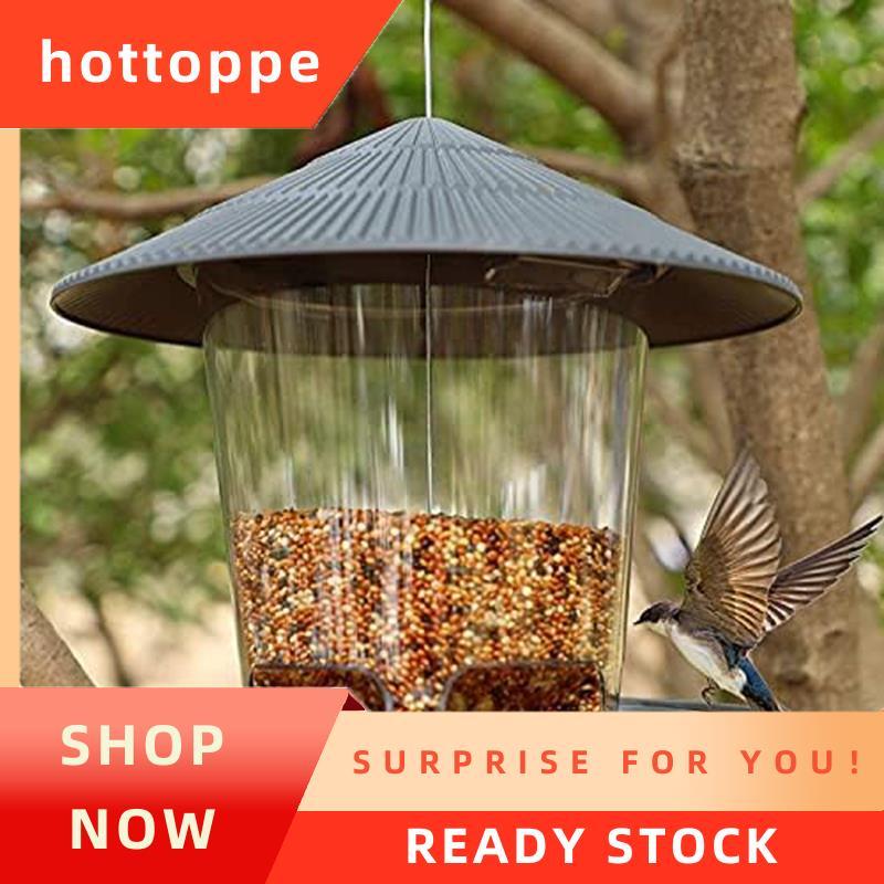 hottoppeWild Bird Feeder,นอกกระรอกProof Bird Feeder,แขวน Wild Bird Feeder พร้อมหลังคาทรงกลมสีเทา