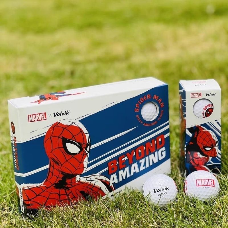 Volvik Marvel Series Spider-Man Golf Three-Layer Long-Distance Golf White Ball 12 แคปซูล w