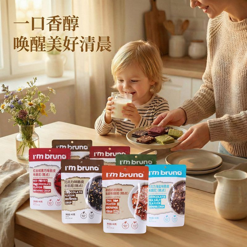 IM Bruno Crispy Brownie Thailand ของว่างสําหรับเด็ก Hypoallergenic Non-Fried บรรจุแยกชิ้นบิสกิต Qq26